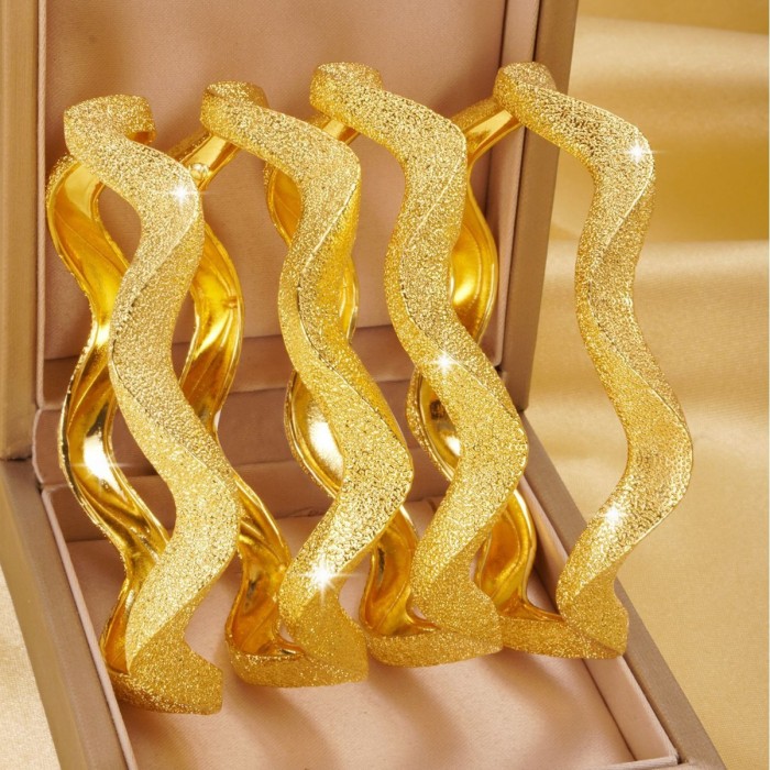 Sand Gold Plated Bangle Bracelet for Women, Dubai Vietnamese Luxury Versatile Jewelry Wholesale