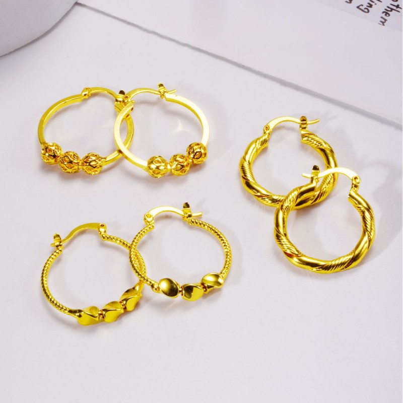 Geometric Brass Gold Plated Earrings for Women, Fashion Jewelry Wholesale