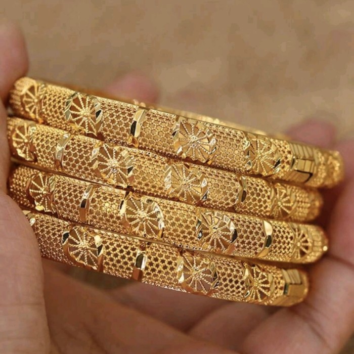 Gold Plated Bangle Bracelet for Women, Dubai Middle East Luxury Fashion Jewelry Wholesale