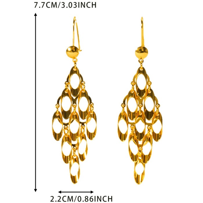 Tassel Long Gold Plated Earrings for Women, Elegant Premium Jewelry Wholesale