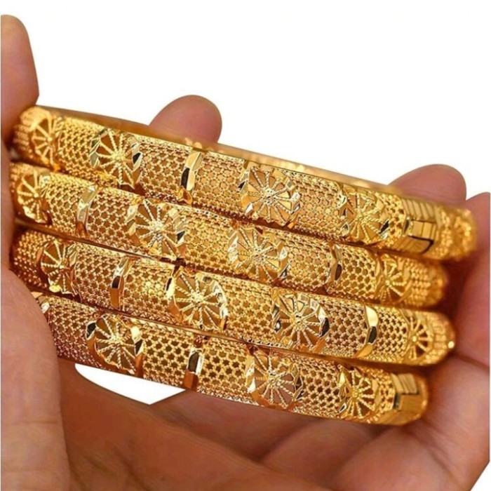 Gold Plated Bangle Bracelet for Women, Dubai Middle East Luxury Fashion Jewelry Wholesale