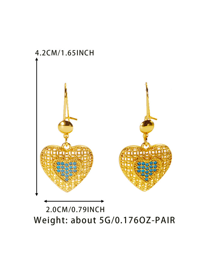 Tassel Heart Gold Plated Earrings for Women, Dubai Middle East Niche Premium Jewelry Wholesale