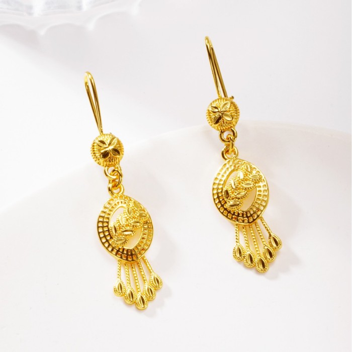 Leaf Brass Gold Plated Earrings for Women, Bohemian Ethnic Jewelry Wholesale