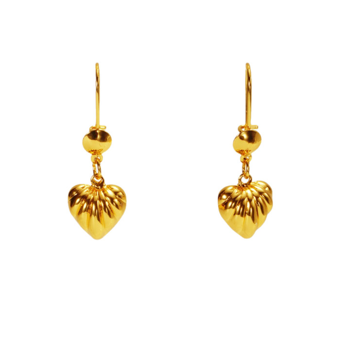 Heart Sand Gold Plated Earrings for Women, Vietnamese Jewelry Wholesale