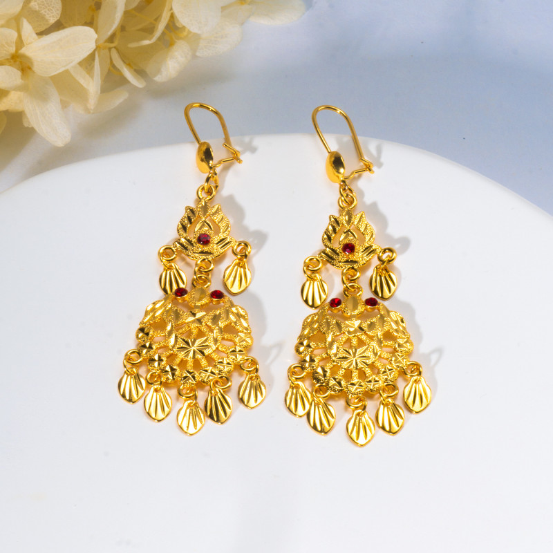 Gold Plated Bridal Earrings for Women, Nigerian Indian Ethnic Jewelry Wholesale