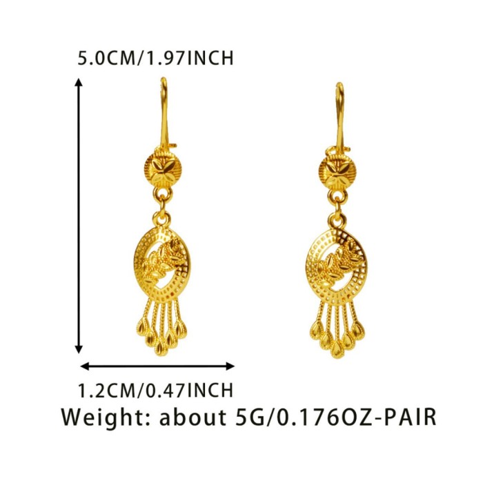 Leaf Brass Gold Plated Earrings for Women, Bohemian Ethnic Jewelry Wholesale