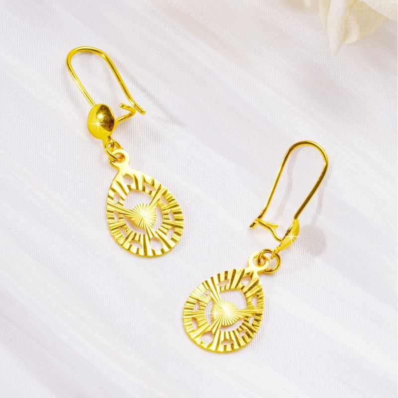 Water Drop Brass Gold Plated Earrings for Women, Dubai Middle East Ethnic Minimalist Jewelry Wholesale