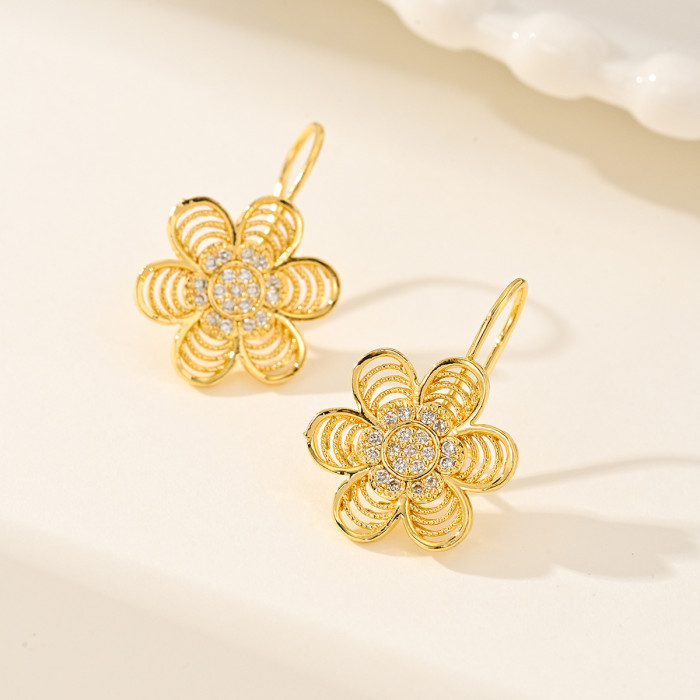 Brass Gold Plated Earrings for Women, Dubai Vietnamese Vintage Jewelry Wholesale