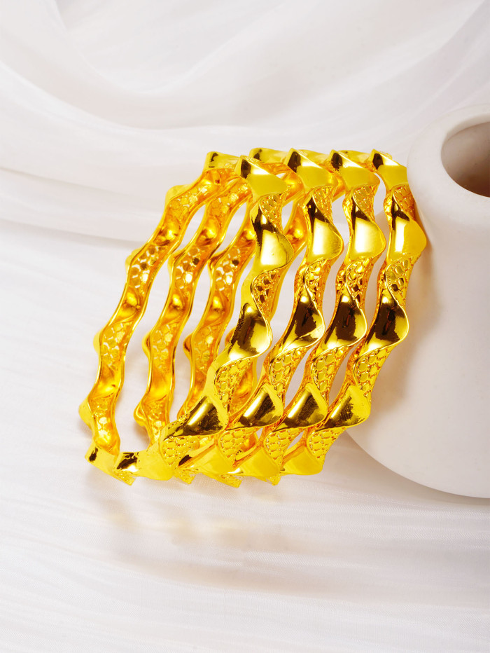 Open Cuff Brass Gold Plated Bridal Bangle Bracelet for Women, Dubai Saudi Jewelry Wholesale