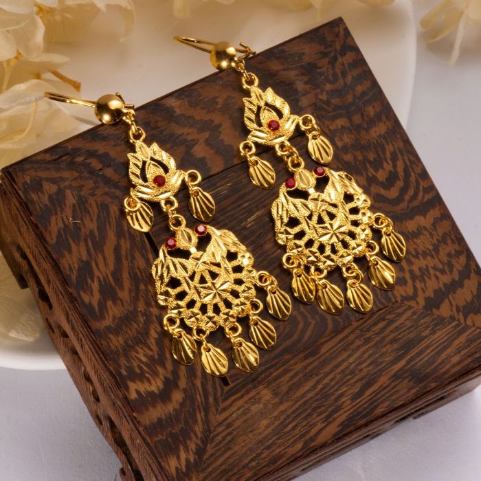 Gold Plated Bridal Earrings for Women, Nigerian Indian Ethnic Jewelry Wholesale
