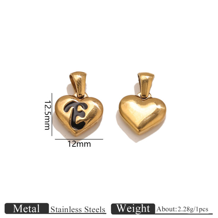 Letter Heart Stainless Steel Pendant Charm, for DIY Necklace Making Daily Wear and Gifts Wholesale