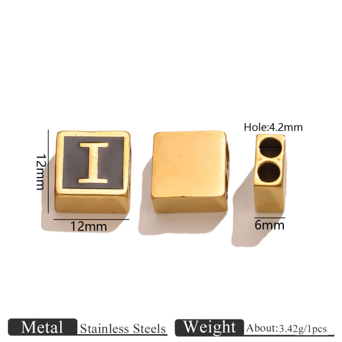 Letter Square Stainless Steel Spacer Bead, for DIY Bracelet & Necklace Making European Daily Wear and Gifts Wholesale