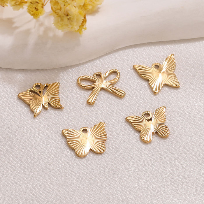 Bow Butterfly Stainless Steel Pendant Charm, for DIY Bracelet & Necklace Making Minimalist European Wholesale Fashion Jewelry