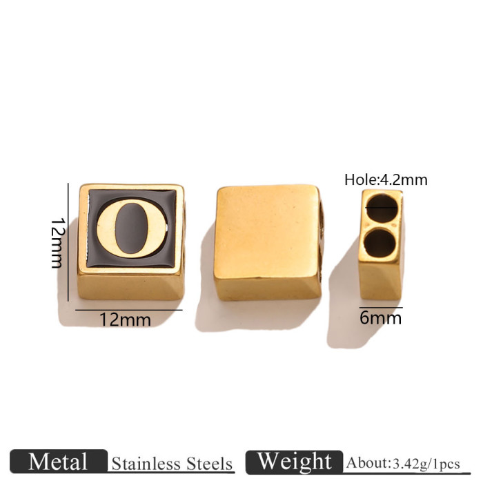 Letter Square Stainless Steel Spacer Bead, for DIY Bracelet & Necklace Making European Daily Wear and Gifts Wholesale