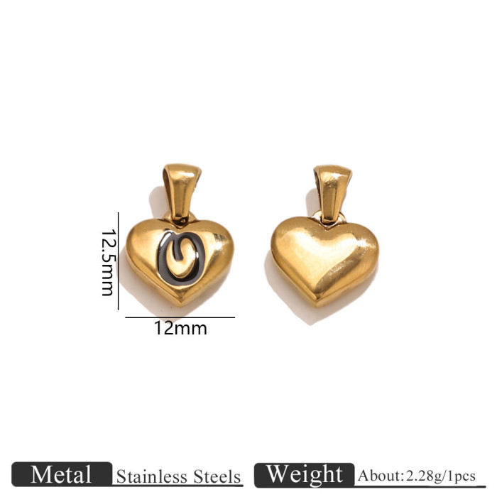 Letter Heart Stainless Steel Pendant Charm, for DIY Necklace Making Daily Wear and Gifts Wholesale
