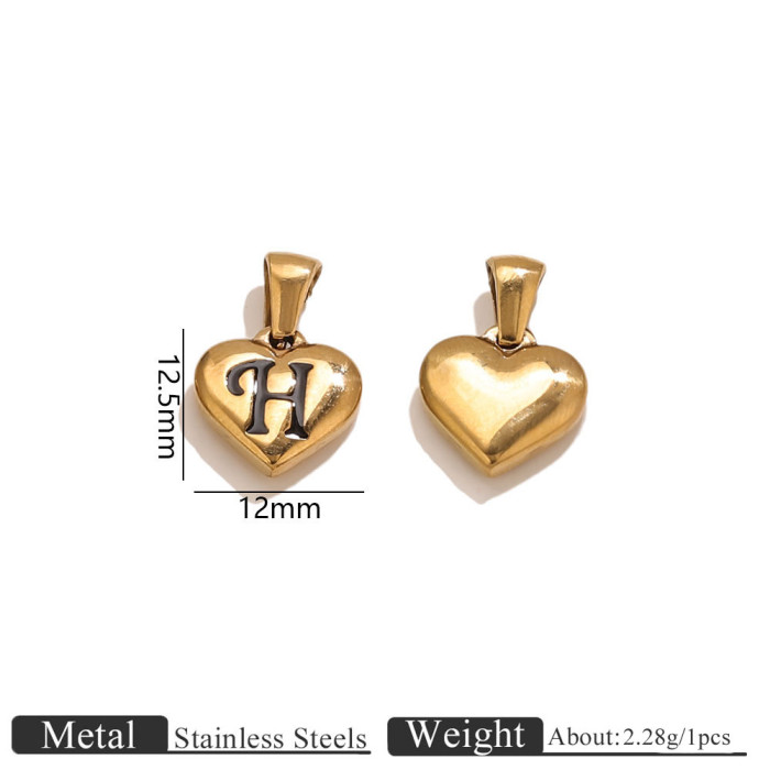 Letter Heart Stainless Steel Pendant Charm, for DIY Necklace Making Daily Wear and Gifts Wholesale