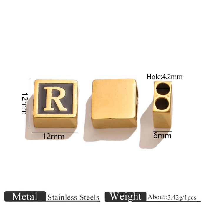 Letter Square Stainless Steel Spacer Bead, for DIY Bracelet & Necklace Making European Daily Wear and Gifts Wholesale