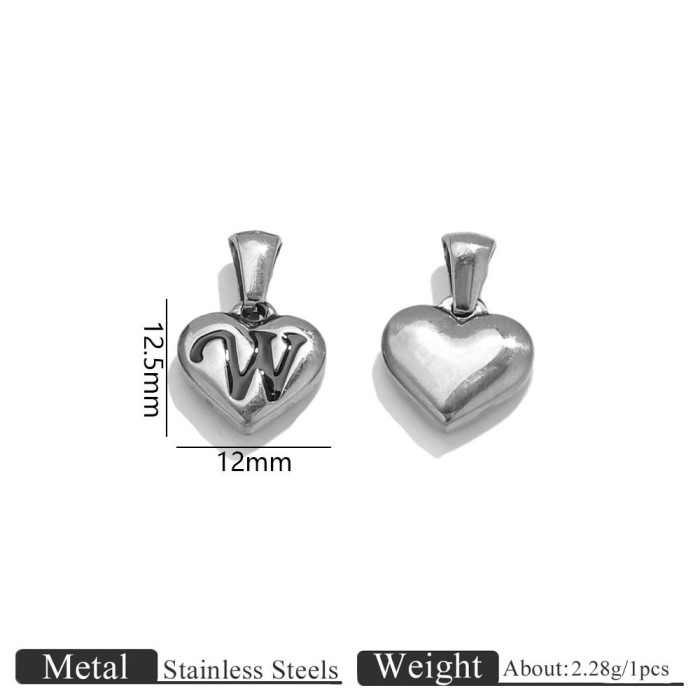 Letter Heart Stainless Steel Pendant Charm, for DIY Necklace Making Daily Wear and Gifts Wholesale