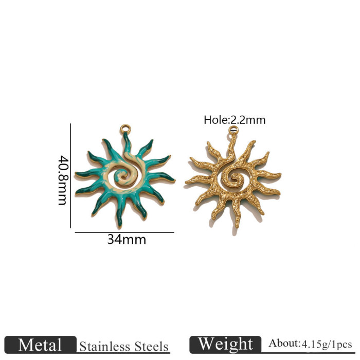 Sun Stainless Steel Pendant Charm, for DIY Bracelet & Necklace Making Ideal Gift Wholesale