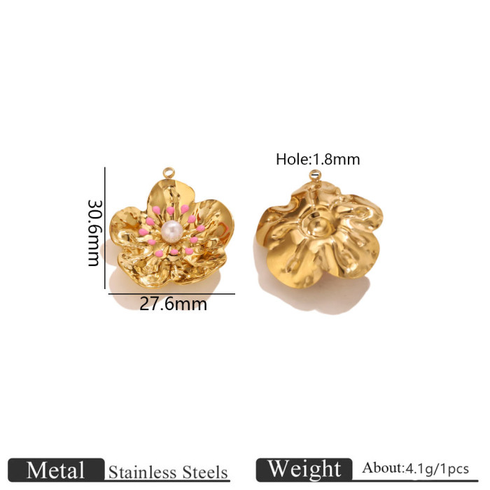 Flower Stainless Steel Pendant Charm, for DIY Necklace Making Luxury Niche Wholesale
