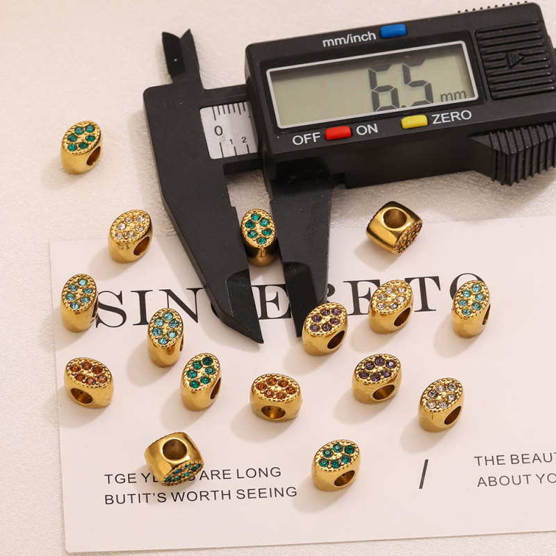 Oval Colorful Rhinestone Stainless Steel Spacer Bead, for DIY Bracelet & Necklace Making Daily Wear and Gifts Wholesale