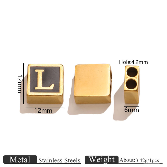 Letter Square Stainless Steel Spacer Bead, for DIY Bracelet & Necklace Making European Daily Wear and Gifts Wholesale