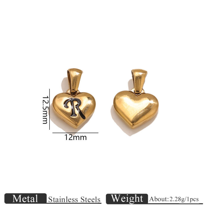 Letter Heart Stainless Steel Pendant Charm, for DIY Necklace Making Daily Wear and Gifts Wholesale