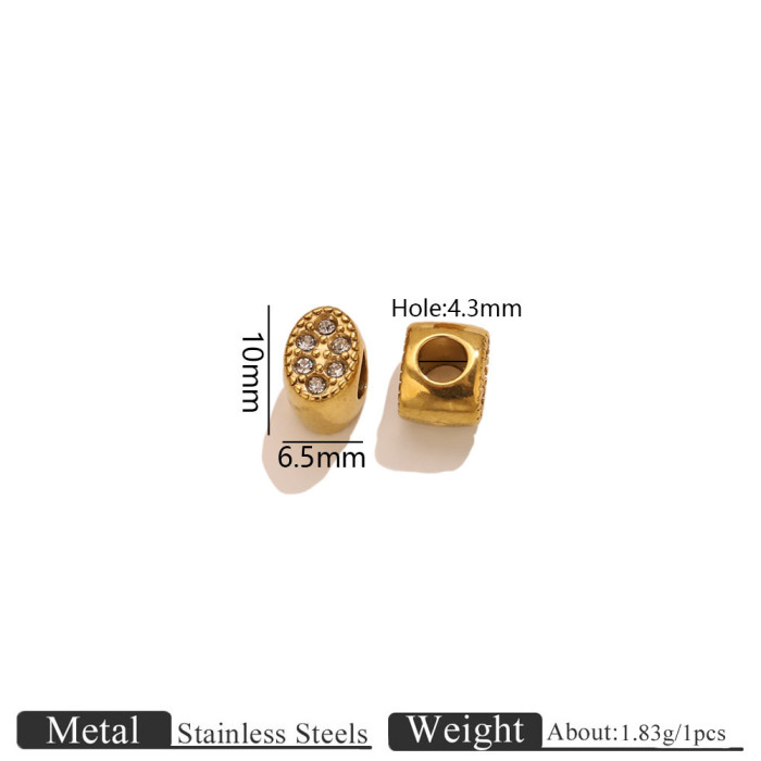 Oval Colorful Rhinestone Stainless Steel Spacer Bead, for DIY Bracelet & Necklace Making Daily Wear and Gifts Wholesale