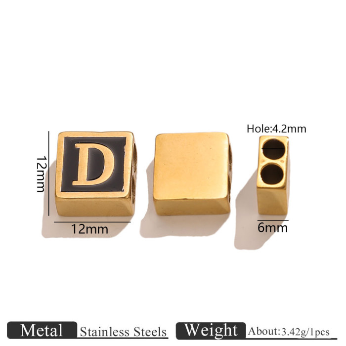 Letter Square Stainless Steel Spacer Bead, for DIY Bracelet & Necklace Making European Daily Wear and Gifts Wholesale