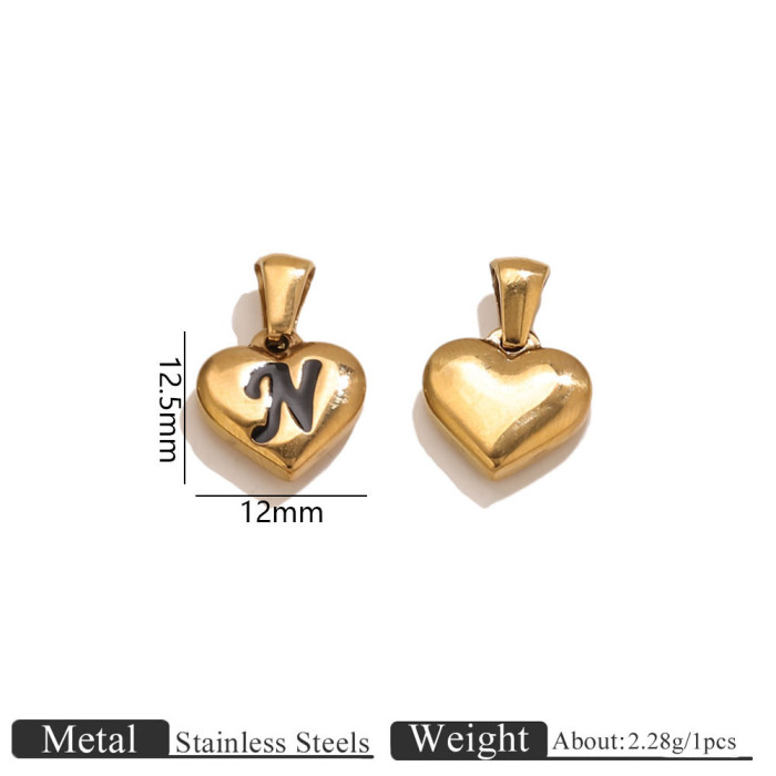 Letter Heart Stainless Steel Pendant Charm, for DIY Necklace Making Daily Wear and Gifts Wholesale