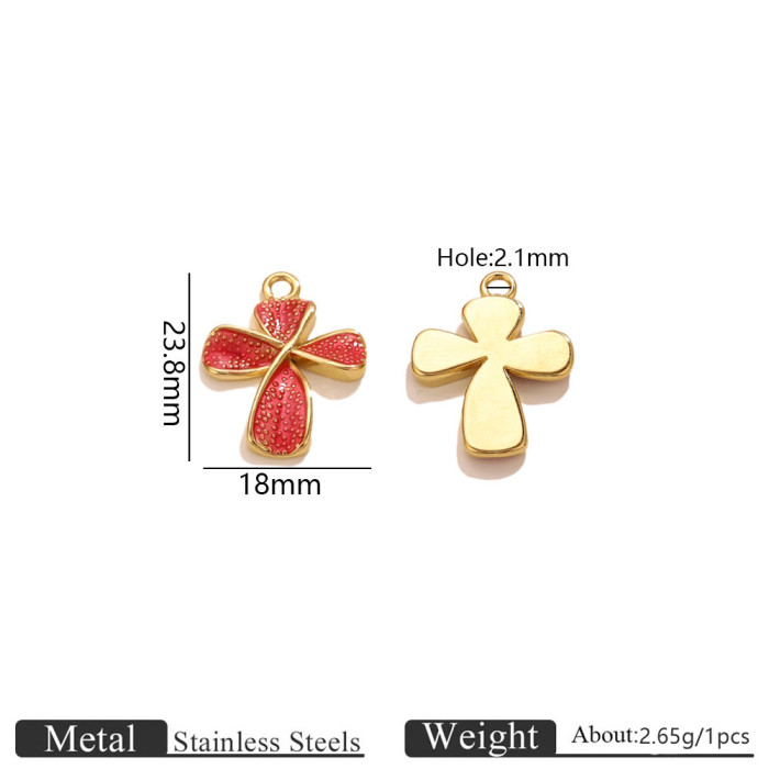 Flower Enamel Stainless Steel Necklace, for Ladies Luxury Niche Daily Wear and Gifts Wholesale