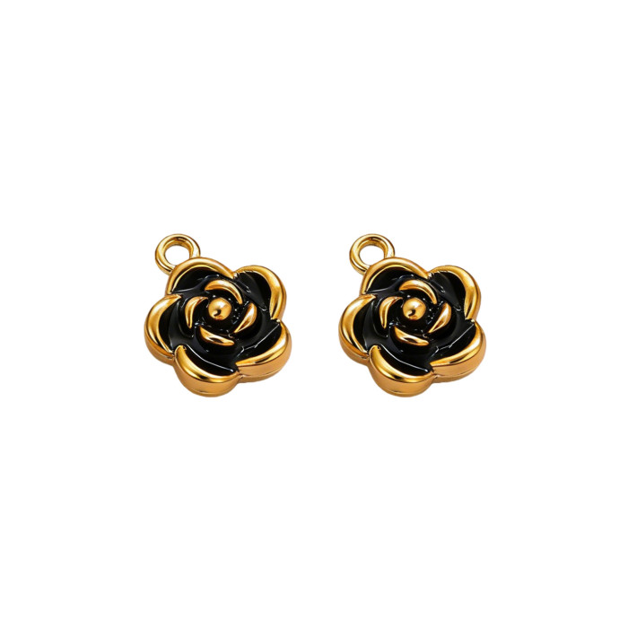 Flower Enamel Stainless Steel Pendant Charm, for DIY Earring & Bracelet & Necklace Making Wholesale Jewelry