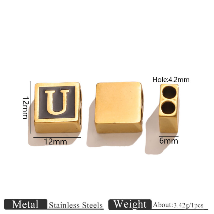 Letter Square Stainless Steel Spacer Bead, for DIY Bracelet & Necklace Making European Daily Wear and Gifts Wholesale