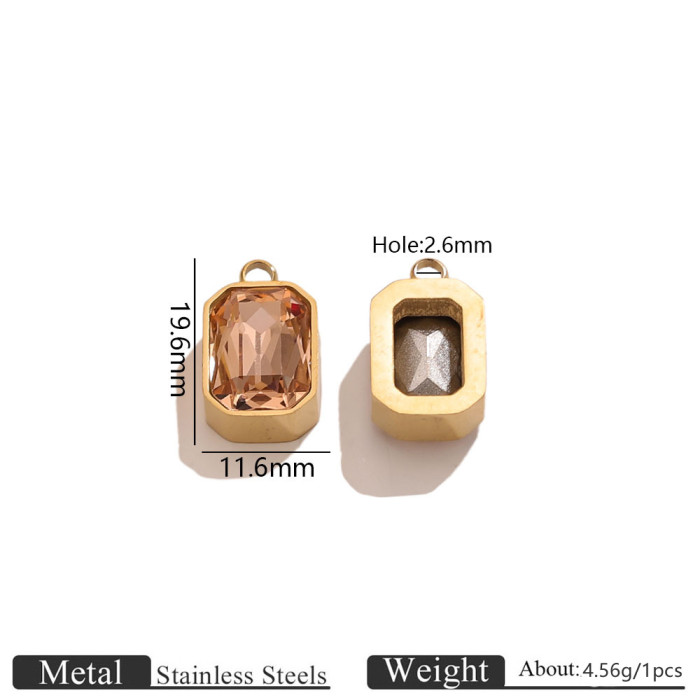 Square Stainless Steel Pendant Charm, for DIY Earring & Necklace Making Vintage Niche Wholesale