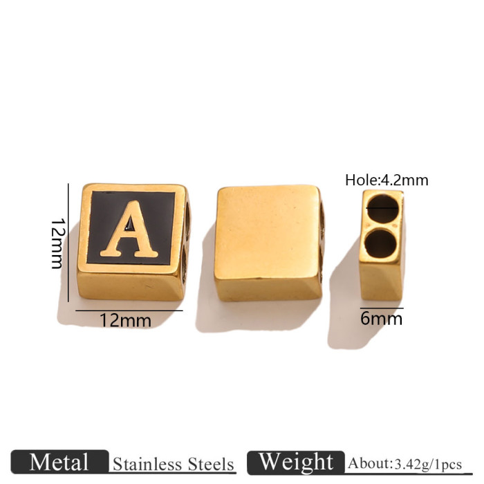 Letter Square Stainless Steel Spacer Bead, for DIY Bracelet & Necklace Making European Daily Wear and Gifts Wholesale