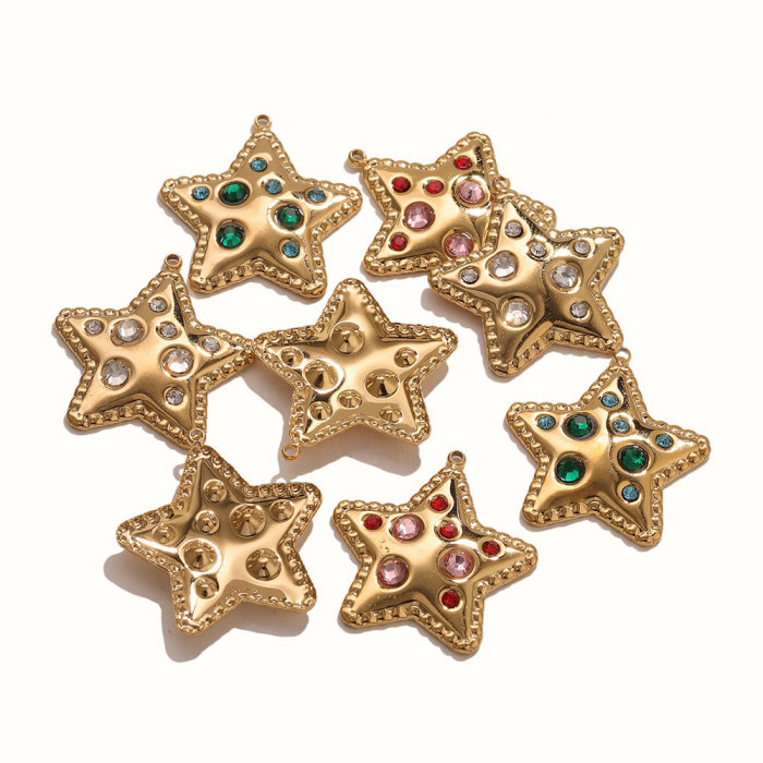 Delicate Star Rhinestone Stainless Steel Pendant Charm, for DIY Earring & Necklace Making Wholesale Fashion Jewelry