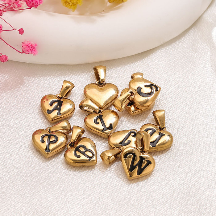 Letter Heart Stainless Steel Pendant Charm, for DIY Necklace Making Daily Wear and Gifts Wholesale