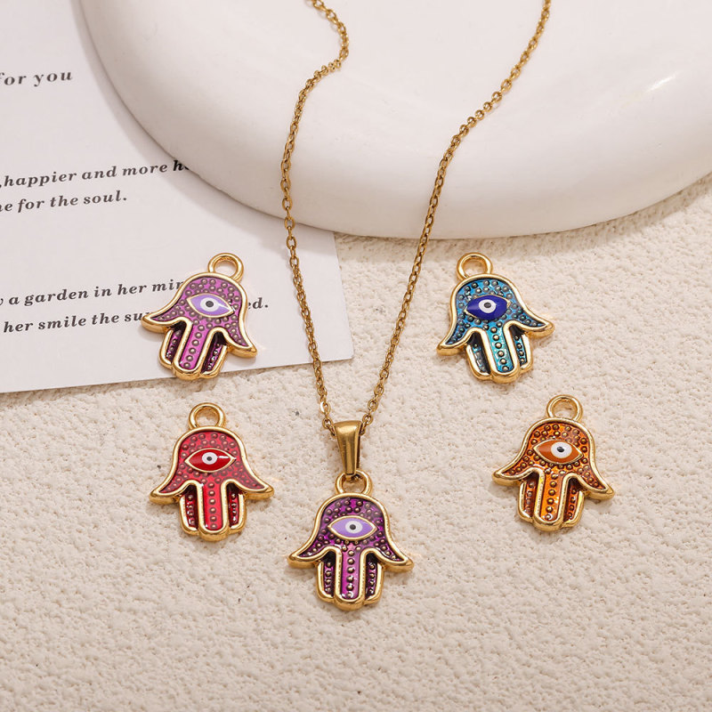 Eye Enamel Stainless Steel Pendant Charm, for DIY Bracelet & Necklace Making Daily Wear and Gifts Wholesale
