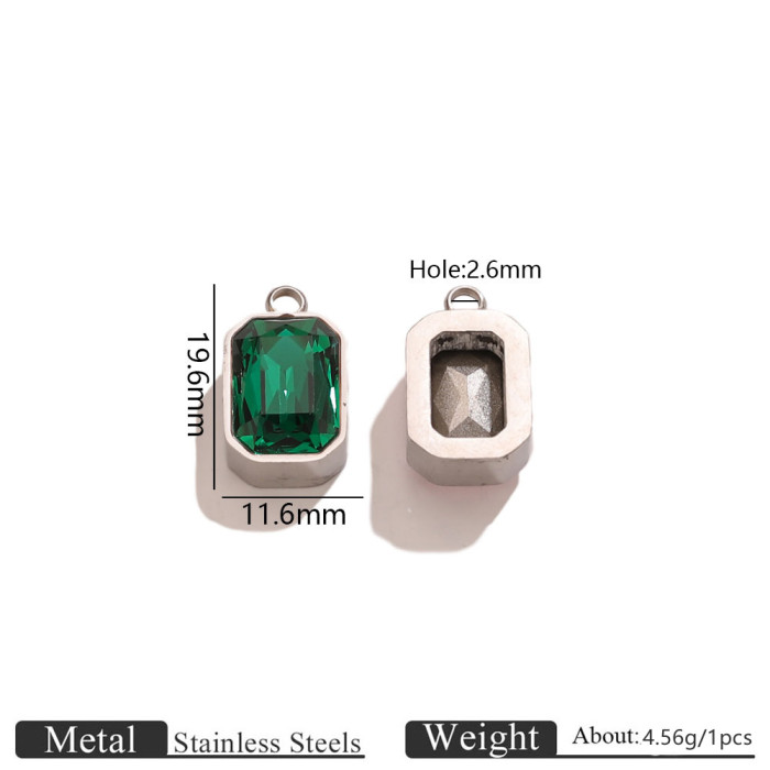 Square Stainless Steel Pendant Charm, for DIY Earring & Necklace Making Vintage Niche Wholesale