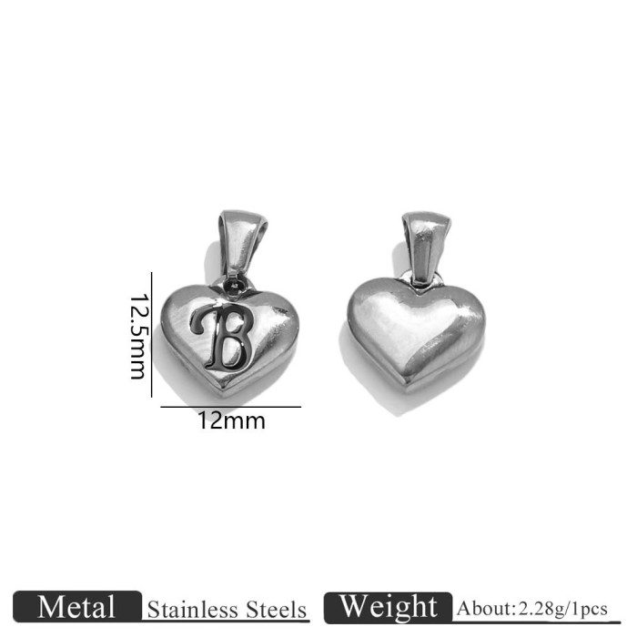 Letter Heart Stainless Steel Pendant Charm, for DIY Necklace Making Daily Wear and Gifts Wholesale