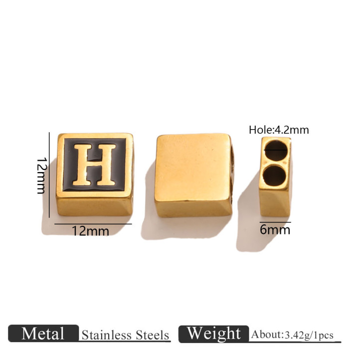 Letter Square Stainless Steel Spacer Bead, for DIY Bracelet & Necklace Making European Daily Wear and Gifts Wholesale