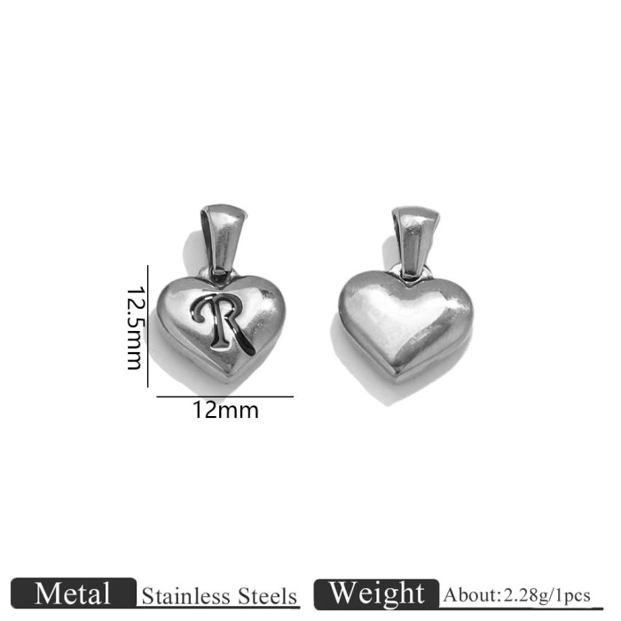 Letter Heart Stainless Steel Pendant Charm, for DIY Necklace Making Daily Wear and Gifts Wholesale