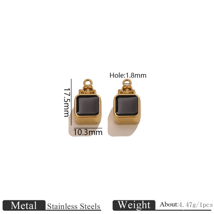 Square Enamel Colorful Stainless Steel Pendant Charm, for DIY Necklace Making Ideal Gift Wholesale