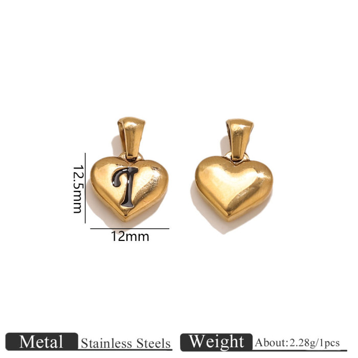Letter Heart Stainless Steel Pendant Charm, for DIY Necklace Making Daily Wear and Gifts Wholesale