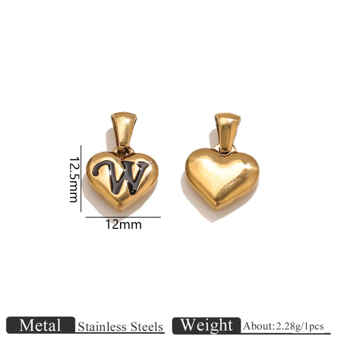 Letter Heart Stainless Steel Pendant Charm, for DIY Necklace Making Daily Wear and Gifts Wholesale
