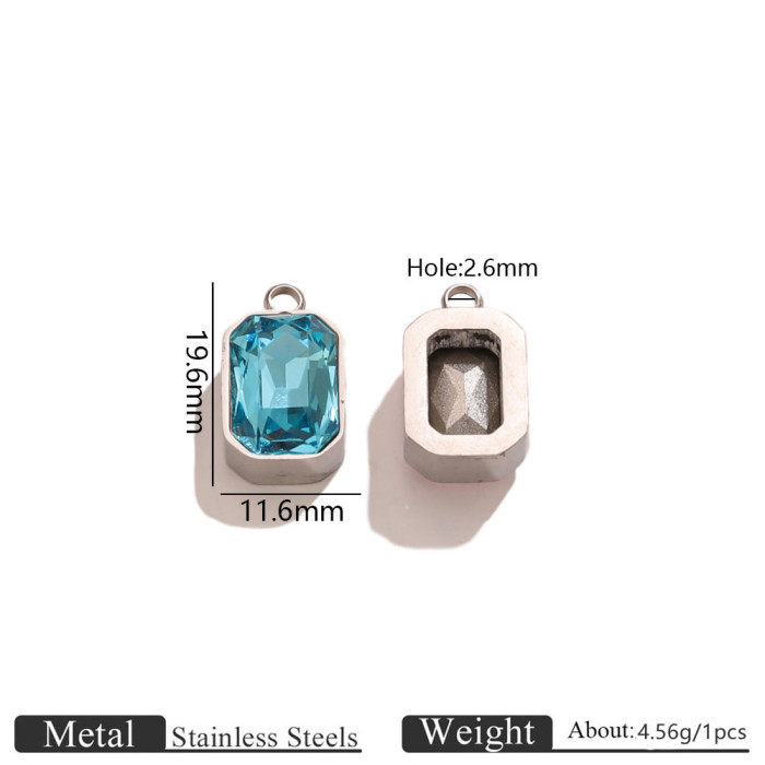 Square Stainless Steel Pendant Charm, for DIY Earring & Necklace Making Vintage Niche Wholesale