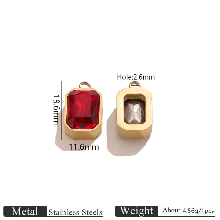 Square Stainless Steel Pendant Charm, for DIY Earring & Necklace Making Vintage Niche Wholesale
