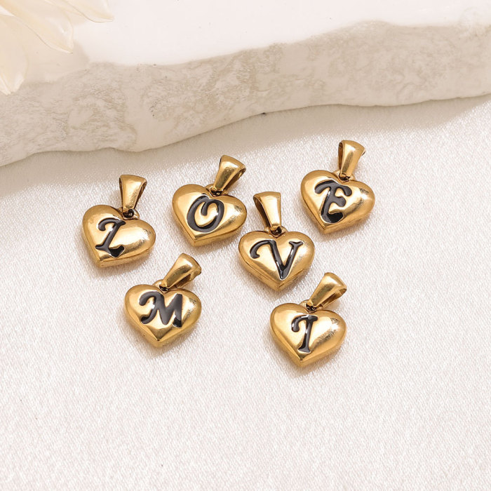 Letter Heart Stainless Steel Pendant Charm, for DIY Necklace Making Daily Wear and Gifts Wholesale