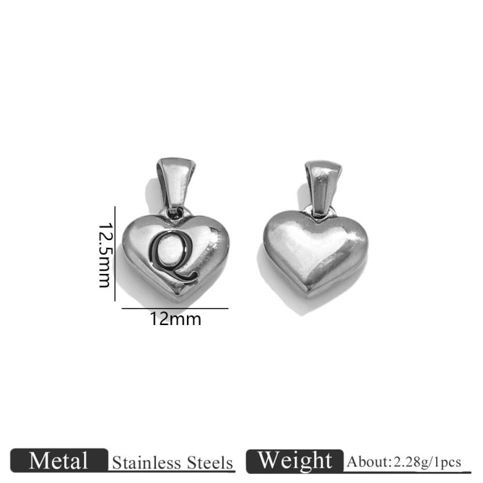 Letter Heart Stainless Steel Pendant Charm, for DIY Necklace Making Daily Wear and Gifts Wholesale