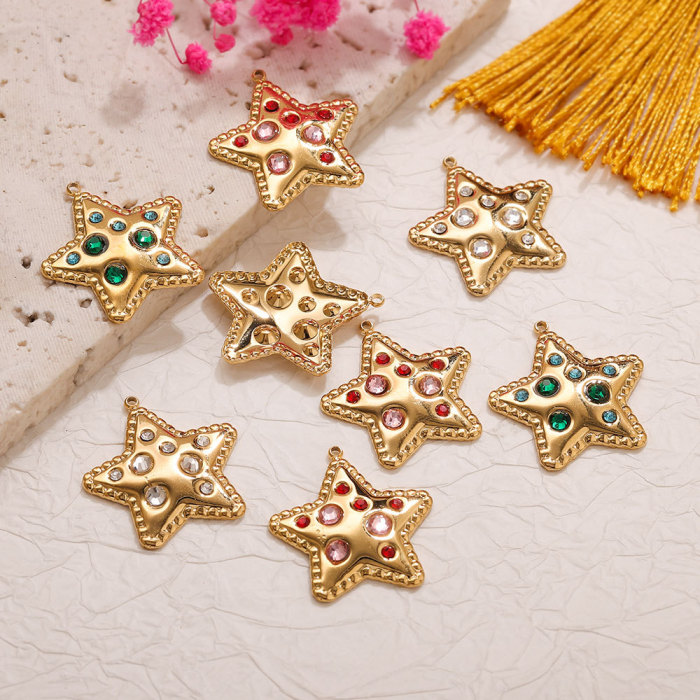 Delicate Star Rhinestone Stainless Steel Pendant Charm, for DIY Earring & Necklace Making Wholesale Fashion Jewelry